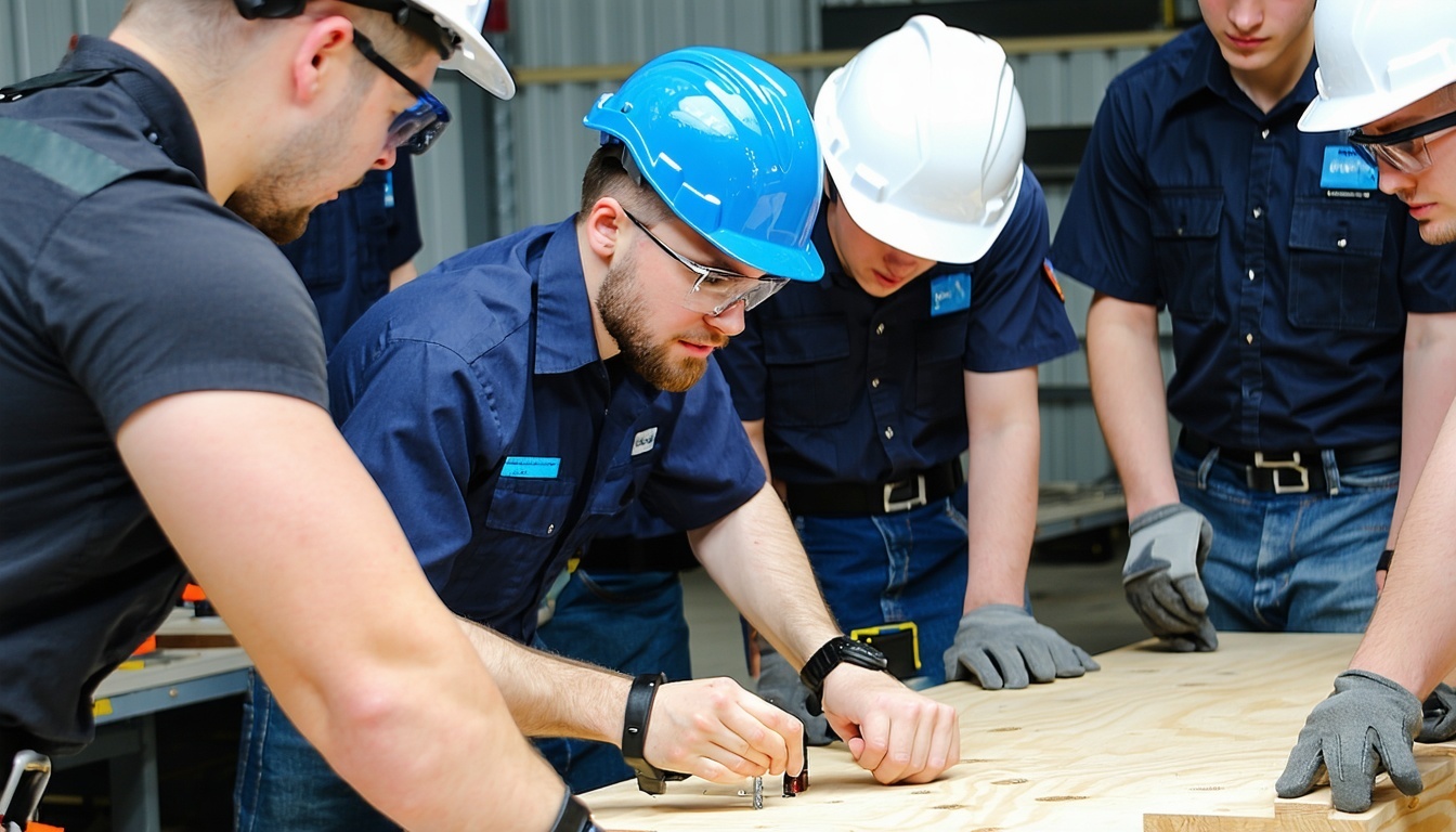 A skilled trades instructor demonstrating a hands-